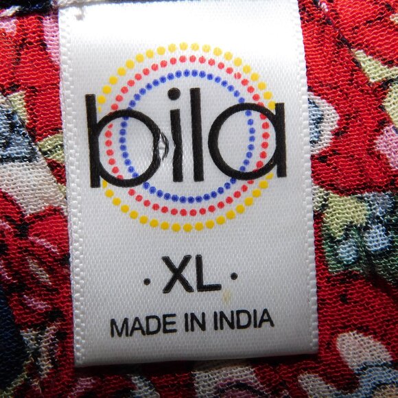 Bila Womens XL Rayon Cold Shoulder multicolour Short Sleeve Peasant Top Blouse - Picture 5 of 12